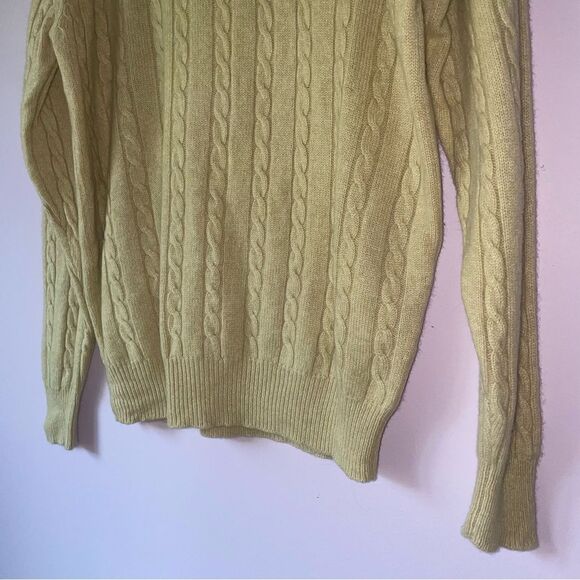 Vintage Greenwich L Cashmere Cream Sweater Cable Knit Fisherman Quiet Luxury - Picture 3 of 7